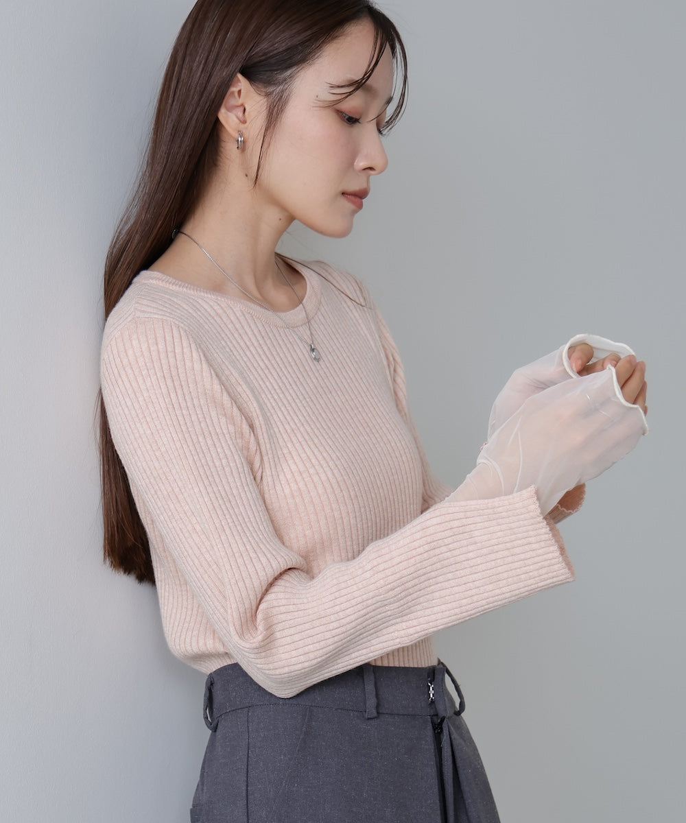 <限量現貨><JP>新色+熱賣Come Back.ᐟ.ᐟ 甜甜薄紗 layer 羅紋針織 (圓領)* 5色入