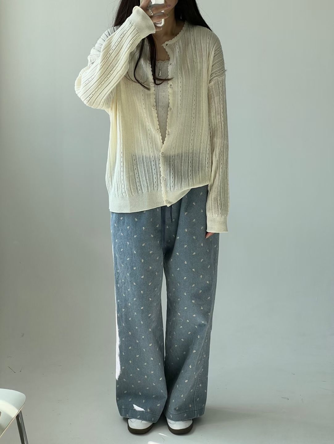 AW OS 輕巧通花波浪邊外套