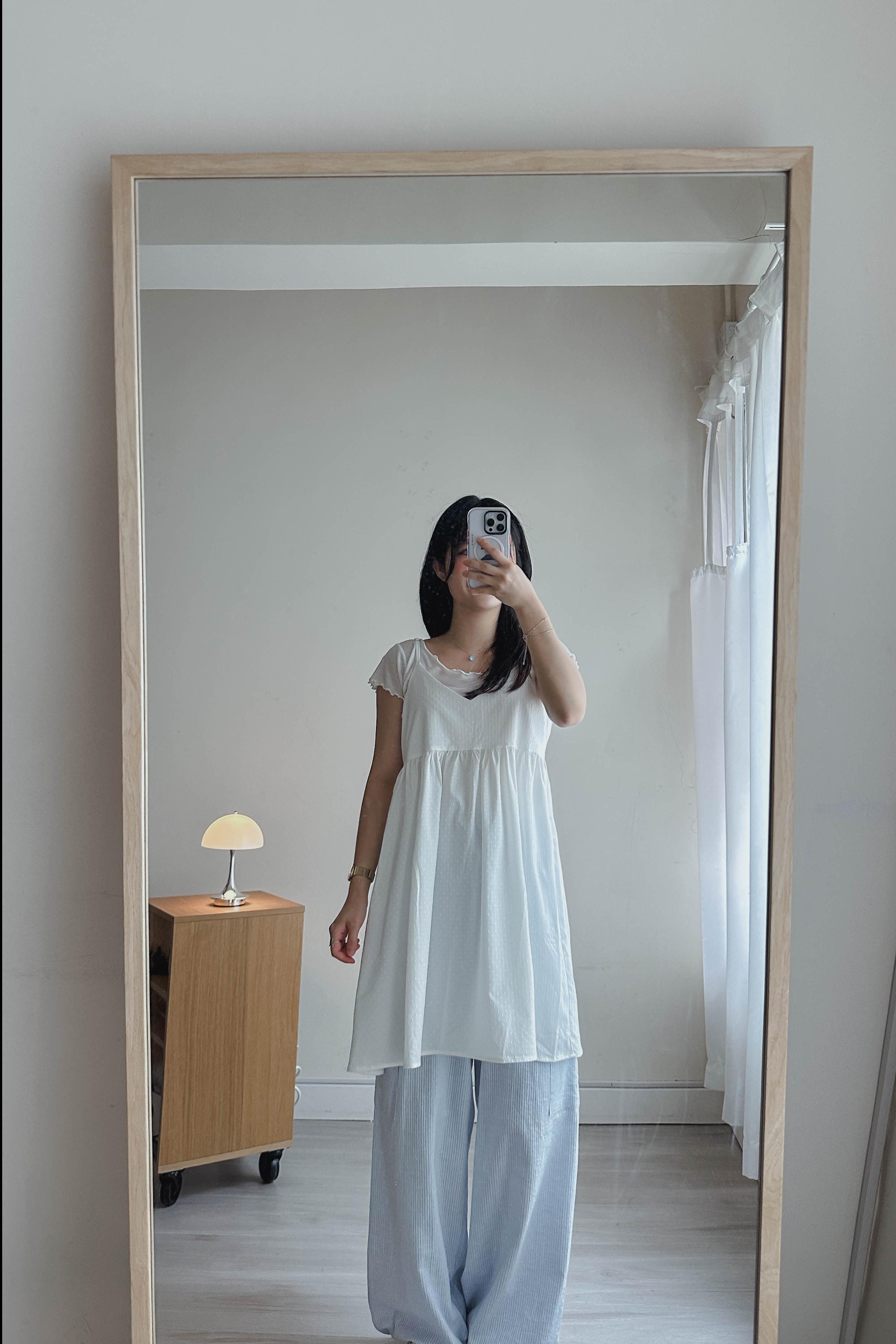 小點滴V領短版吊帶裙 (三色)