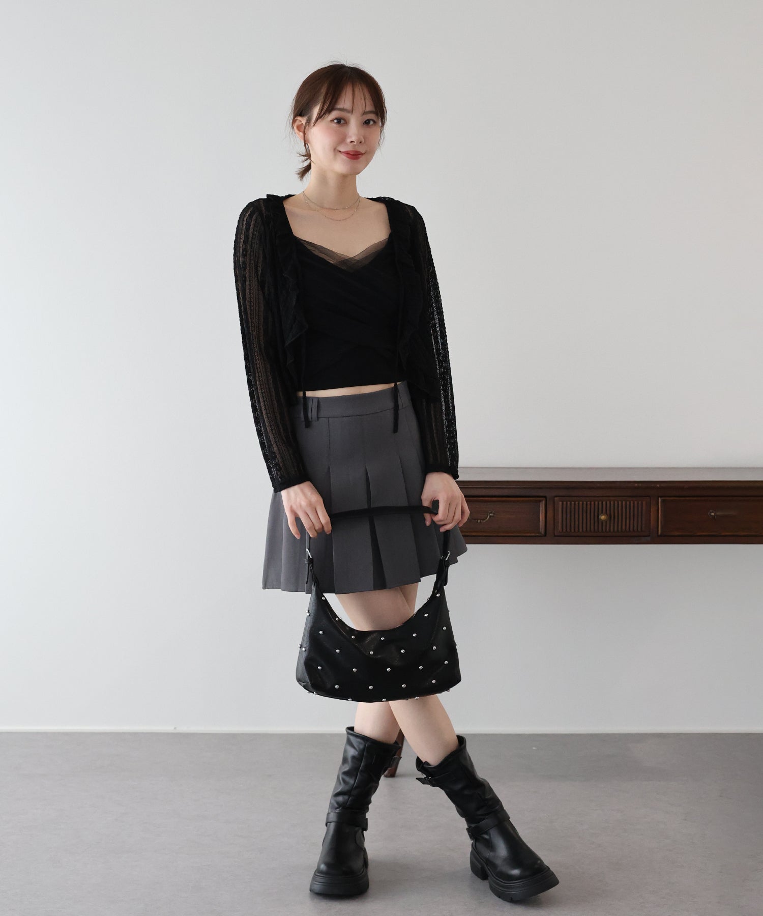 <JP> Ruffles sheer lace cardigan* 3色入 <預購>