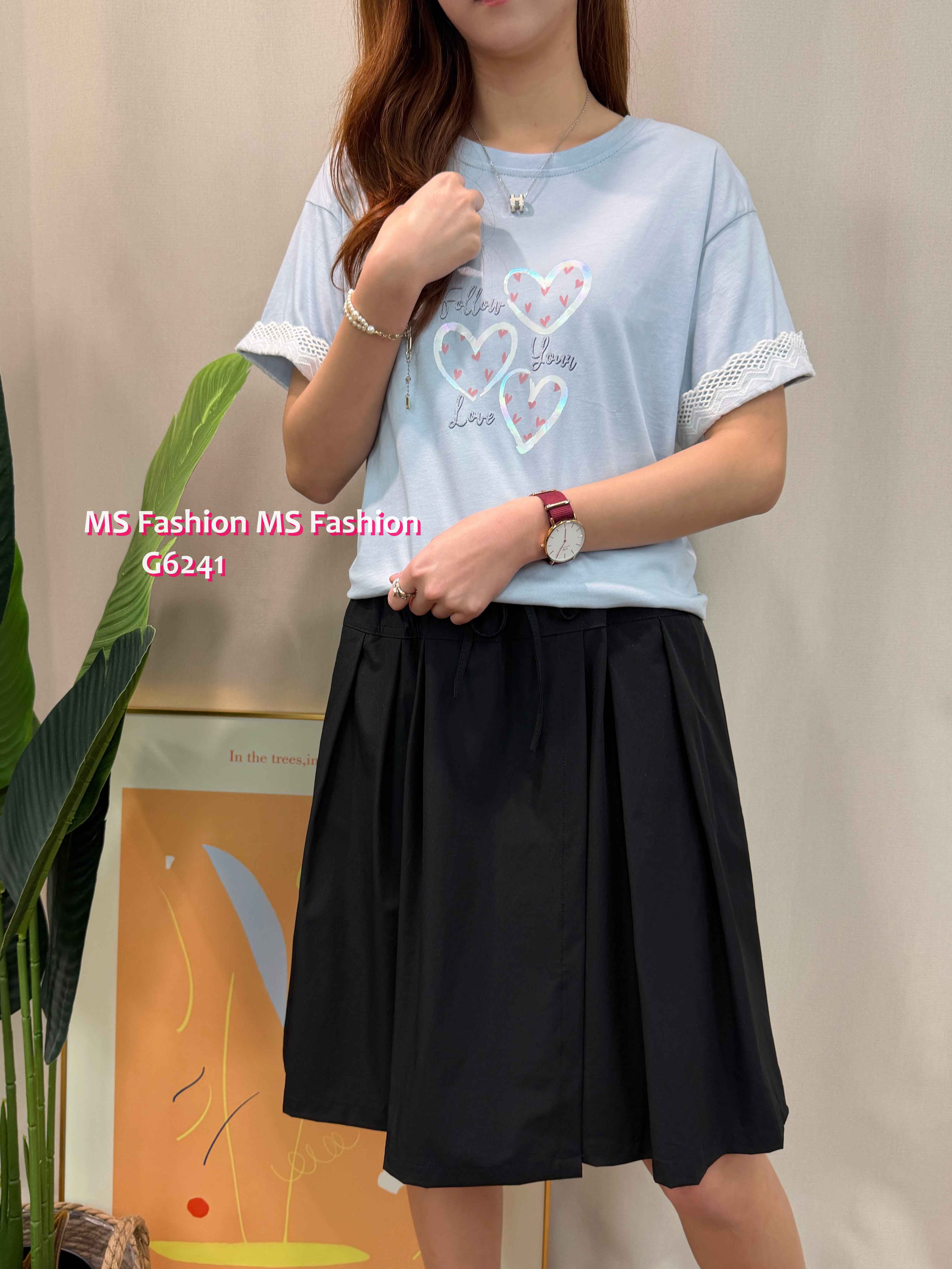 G6241 心心通花袖top