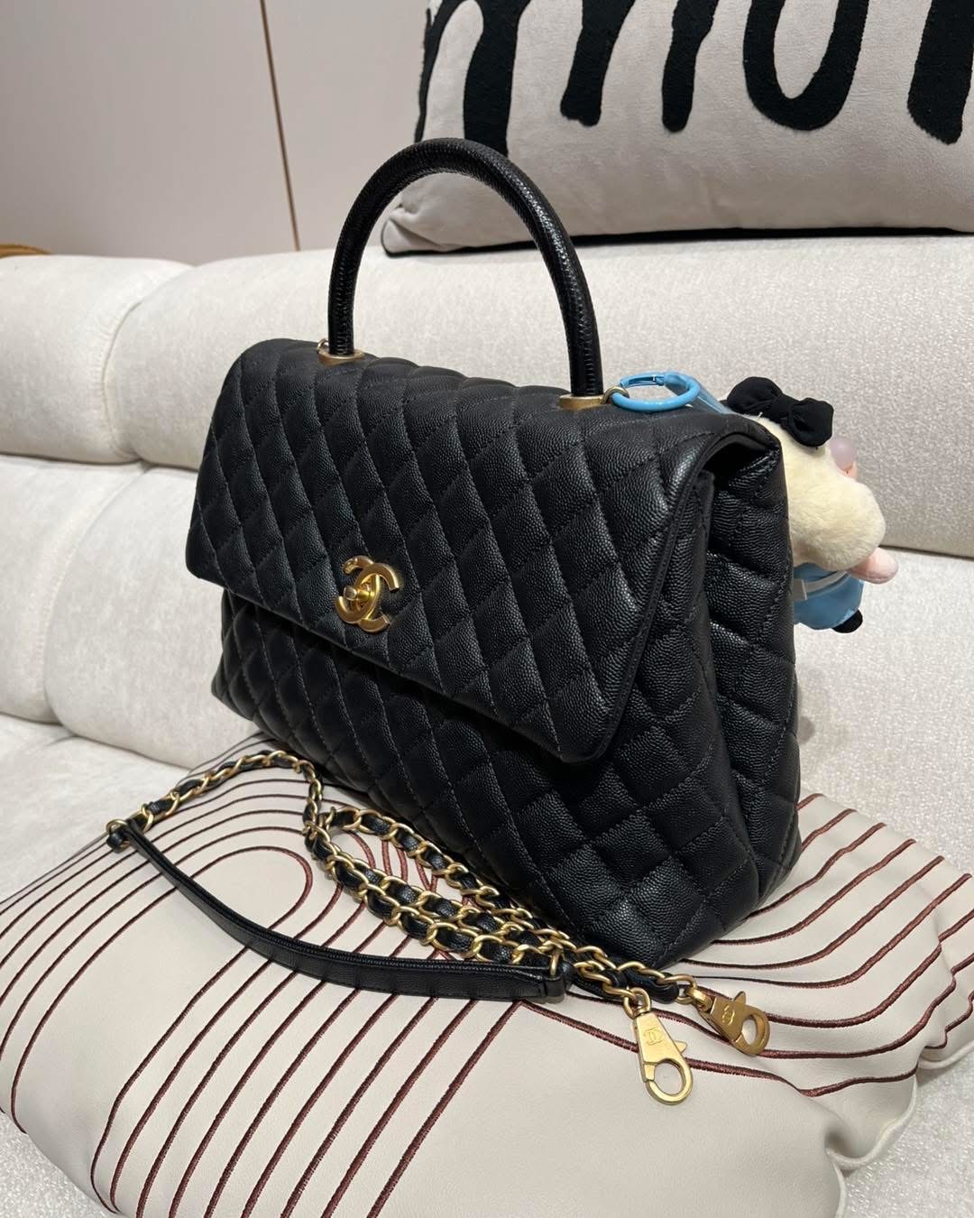 Chanel coco handle large黑色荔枝牛皮 100%Authentic ,99%new  ✅收據✅25card✅dust bag✅box