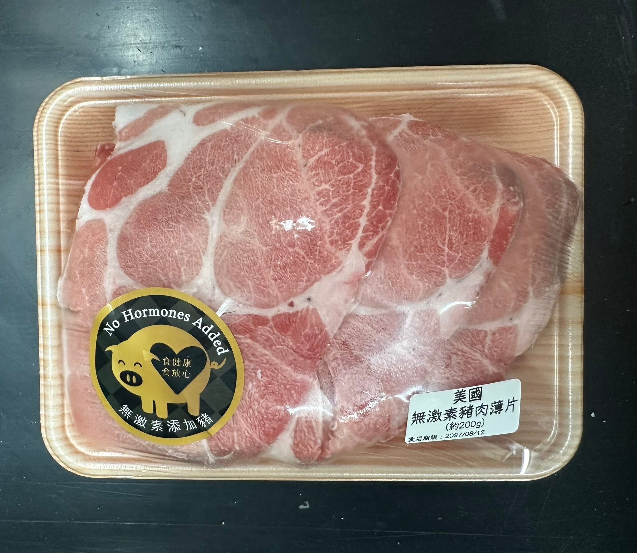 美國無激素豬肉薄片（約200g）