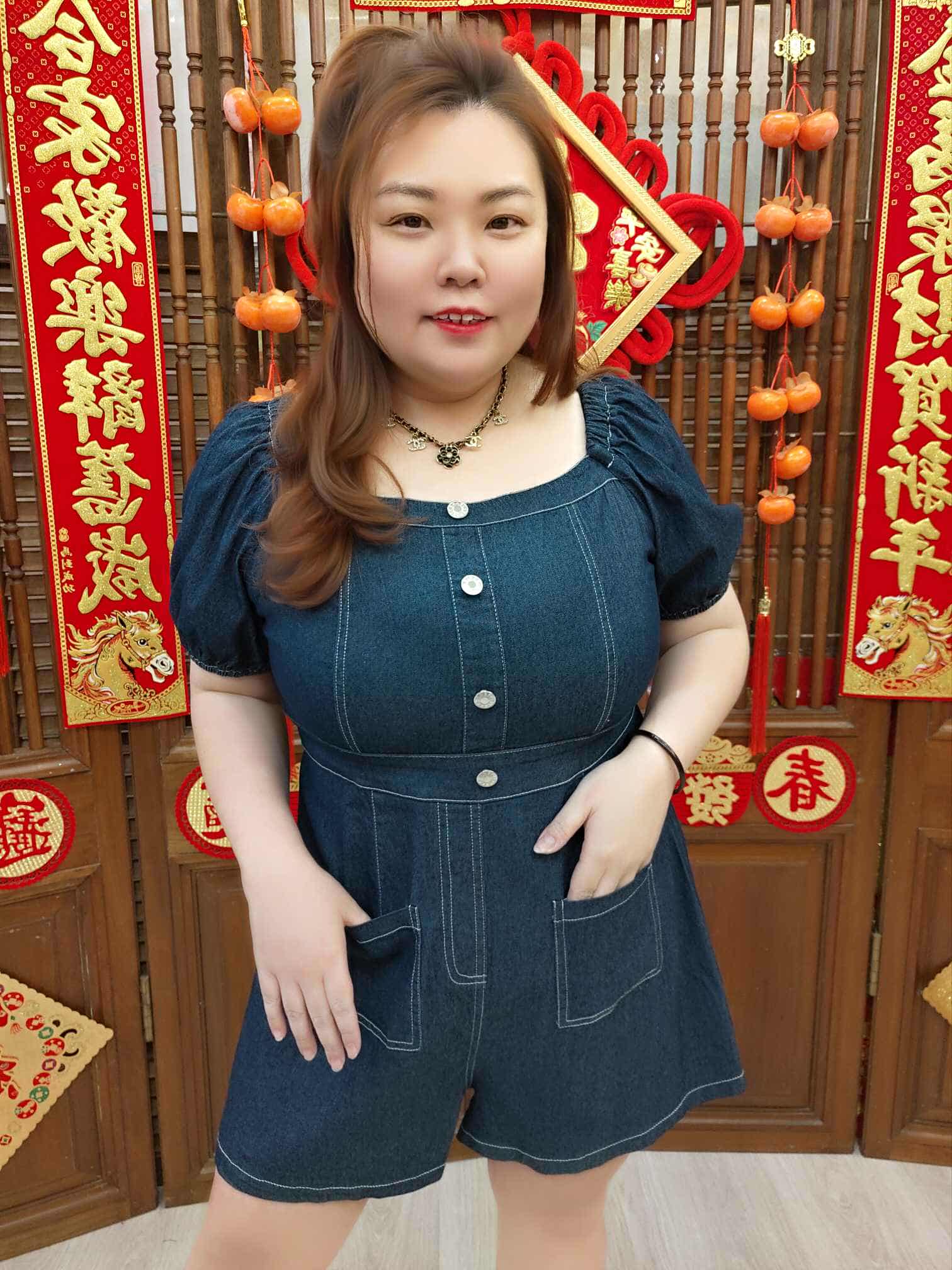 NFB02 TW#5132 深蓝双口袋牛仔设计款连体裤