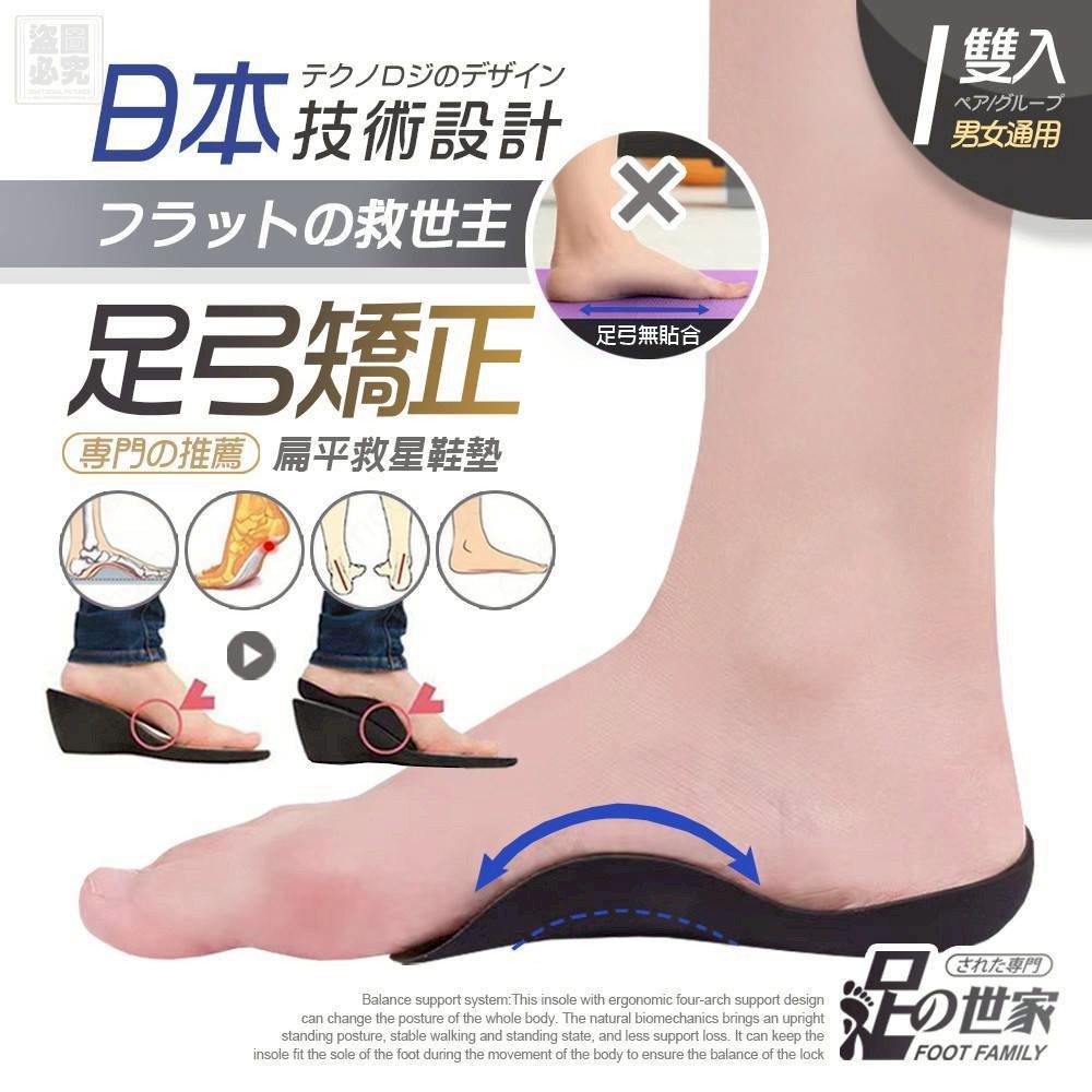 $58對,2對起$48對,足の世家 扁平救星 足弓矯正鞋墊