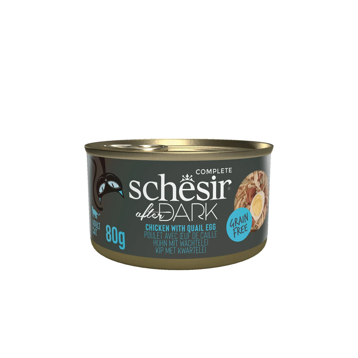 Schesir Dark 雞肉&鵪鶉蛋貓用全階段主食罐 80gx12