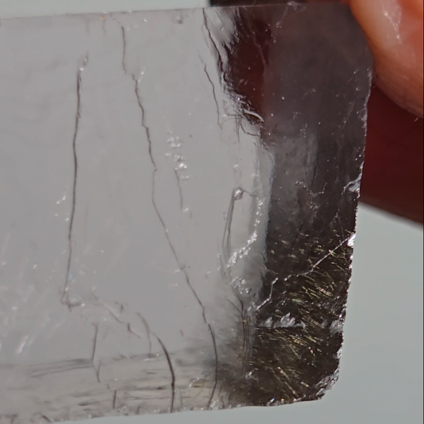 Purple calcite cube with silver rutiles - PC7