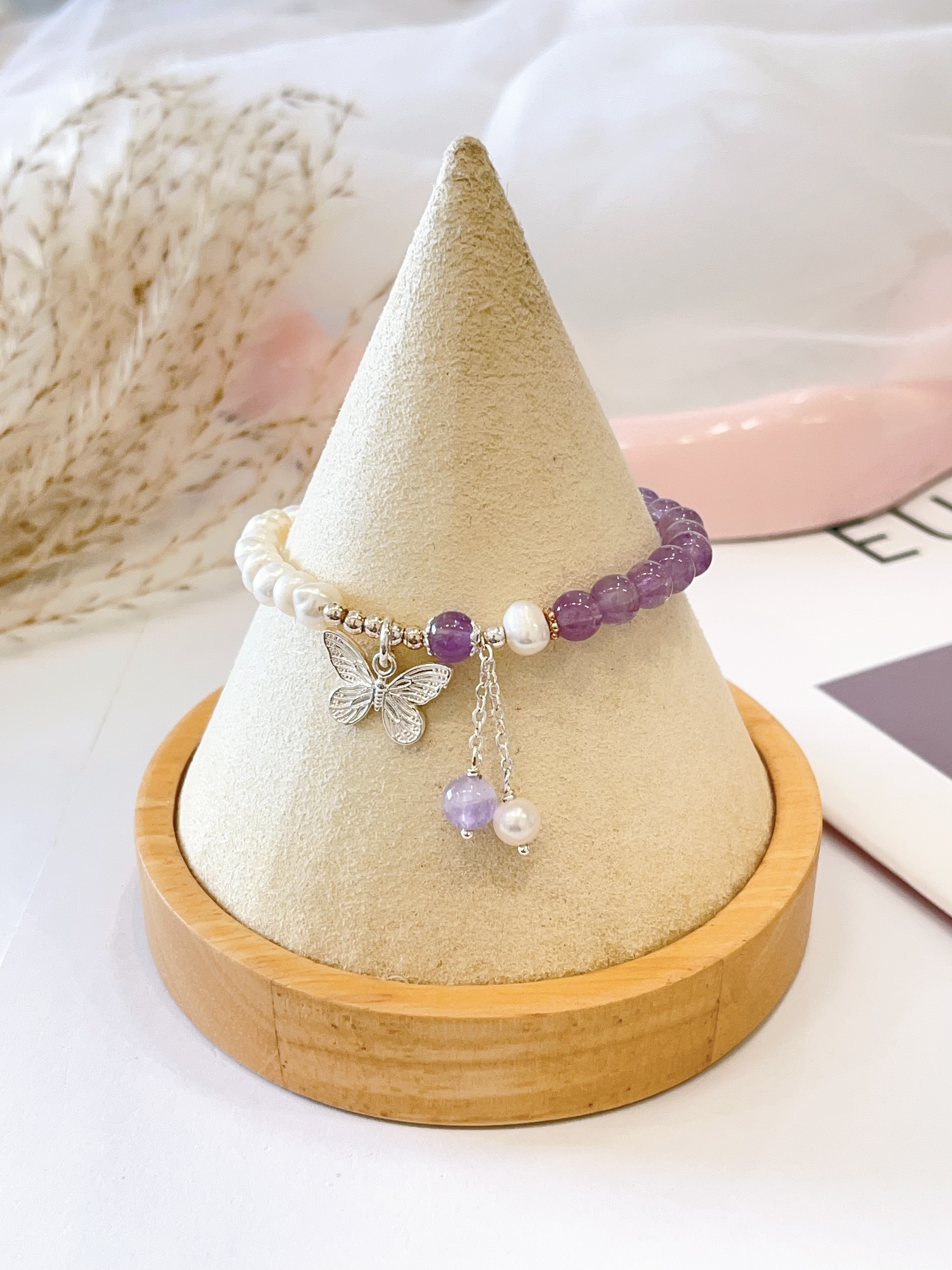 💜 紫水晶 × 葡萄石 × 海蓝宝 × 淡水珍珠手串 Amethyst, Prehnite, Aquamarine & Freshwater Pearl  |  6mm