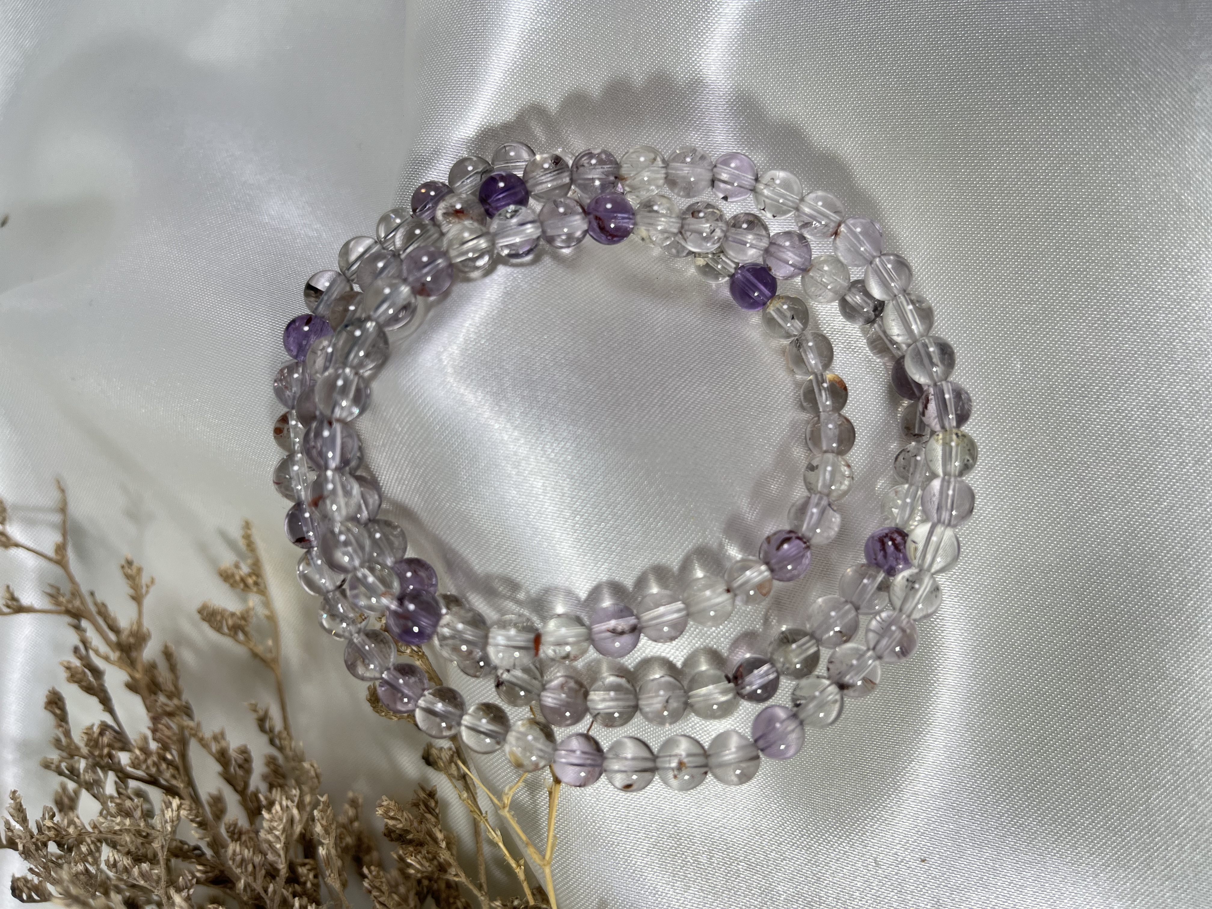 紫骸骨三圈（閃靈鑽與極光共生石）5mm+