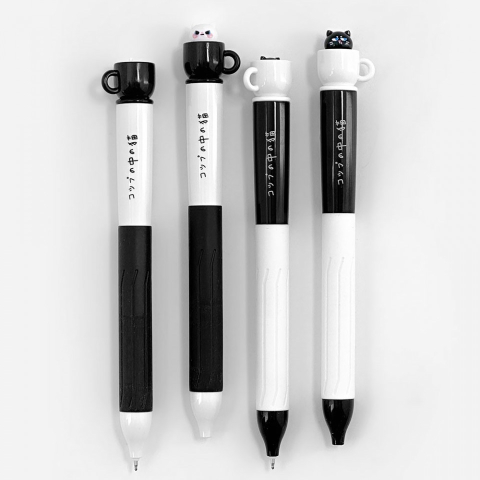 💟現貨💟🇰🇷韓國貓咪轉轉杯子0.5mm 黑色原子筆