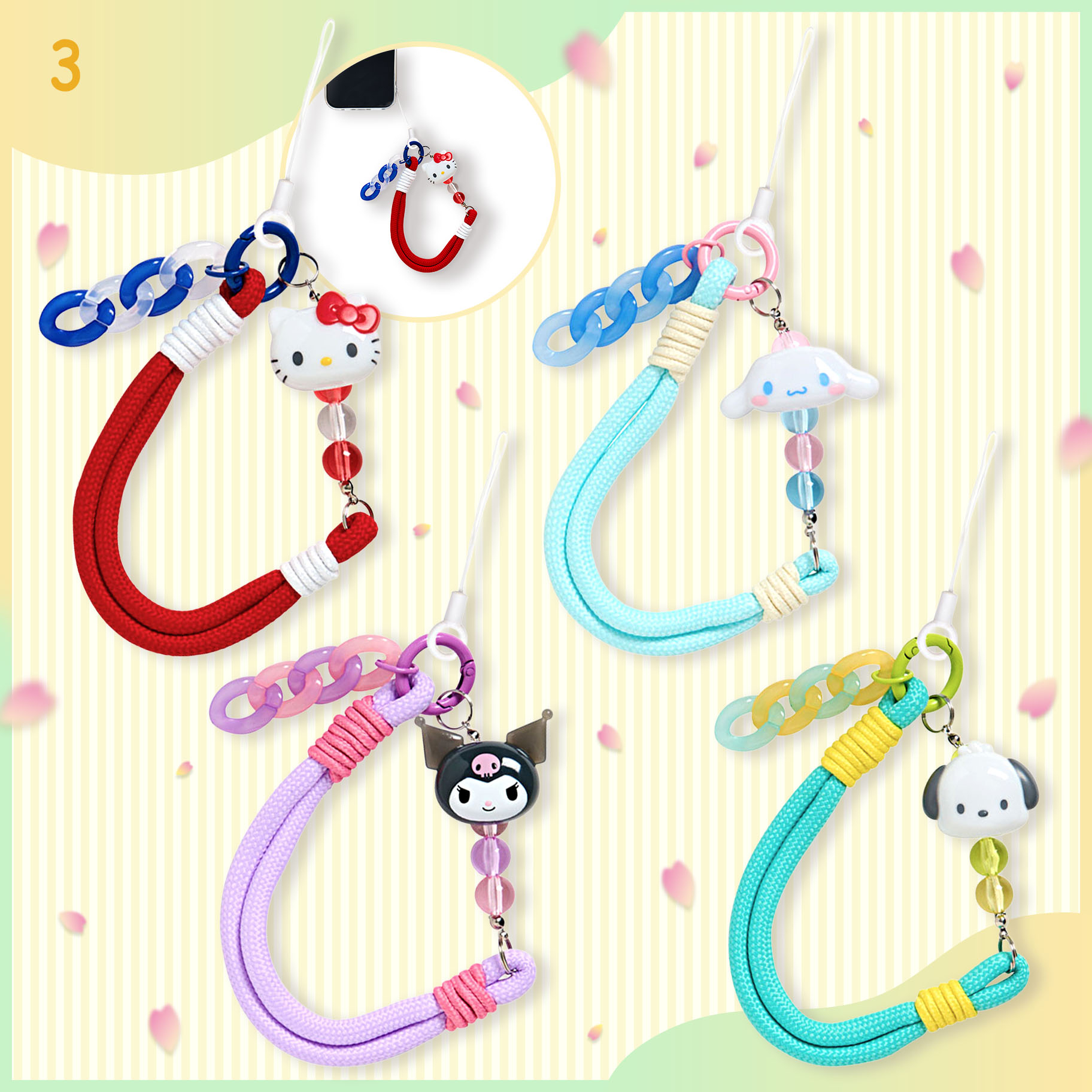 日本直送Sanrio Hello Kitty Kuromi PC狗 玉桂狗 電話繩