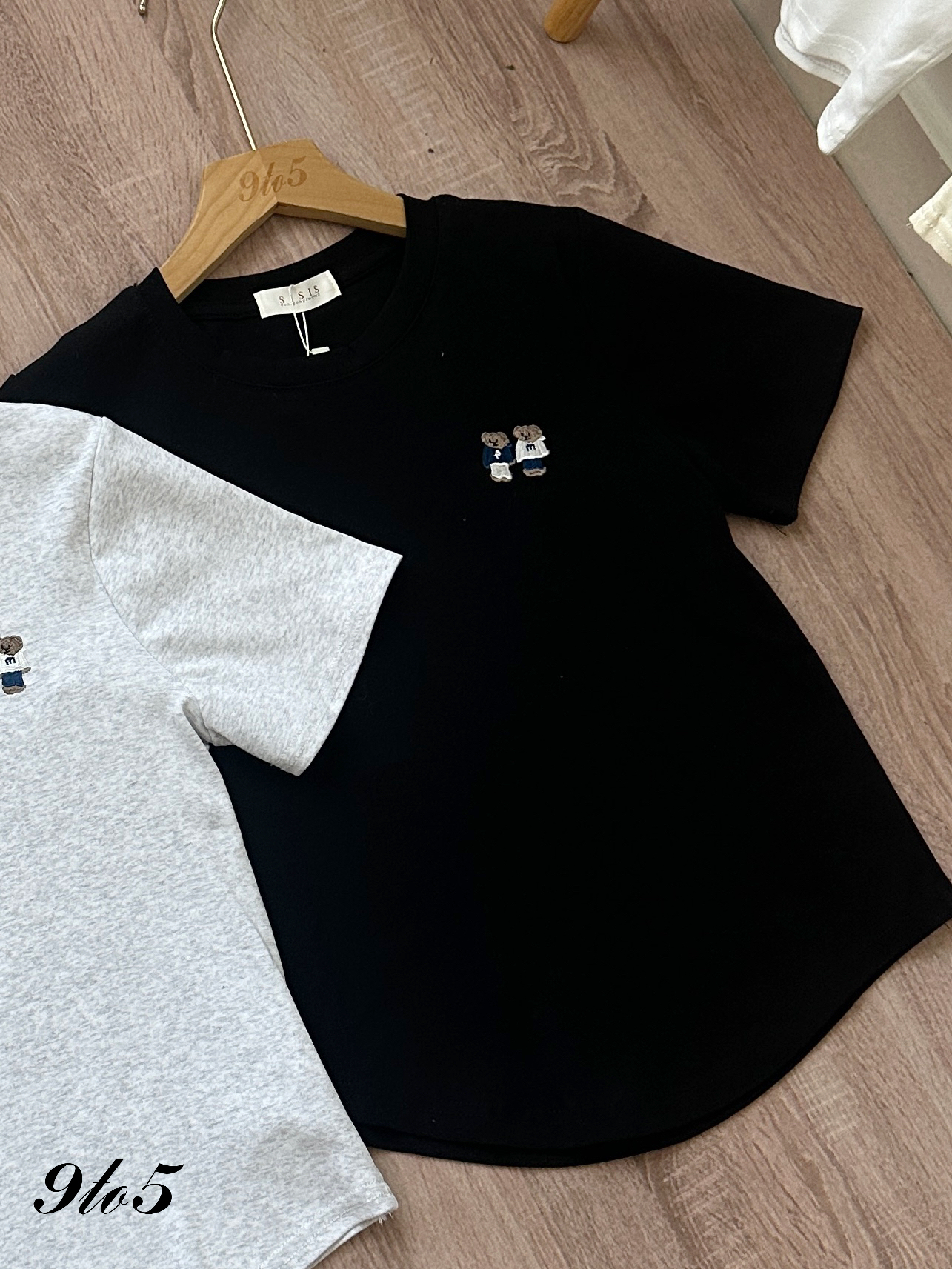 T4255 Embroidery Bear Tee - 4 Colors 
