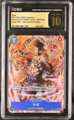 CGC PRISTINE 10 SaboOne Piece (2026) Japanese Adventure on KAMI's Island - OP15-046Super Rare - Alternate Art Parallel
