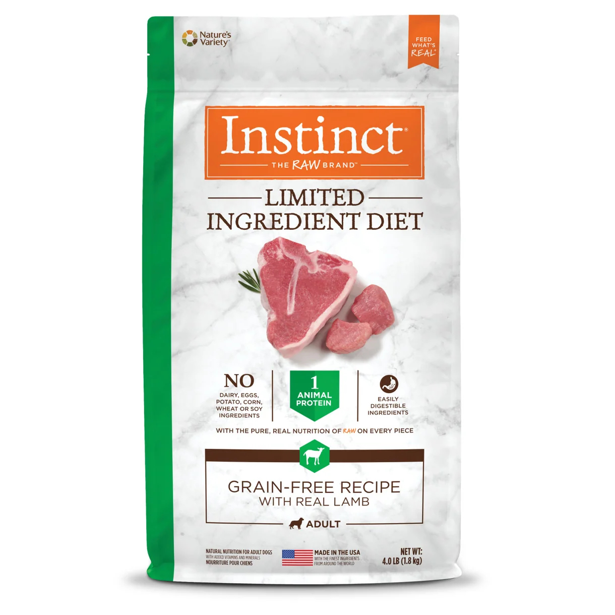 Instinct 本能  無穀物 單一蛋白系列  羊肉配方成犬乾糧 20Lbs