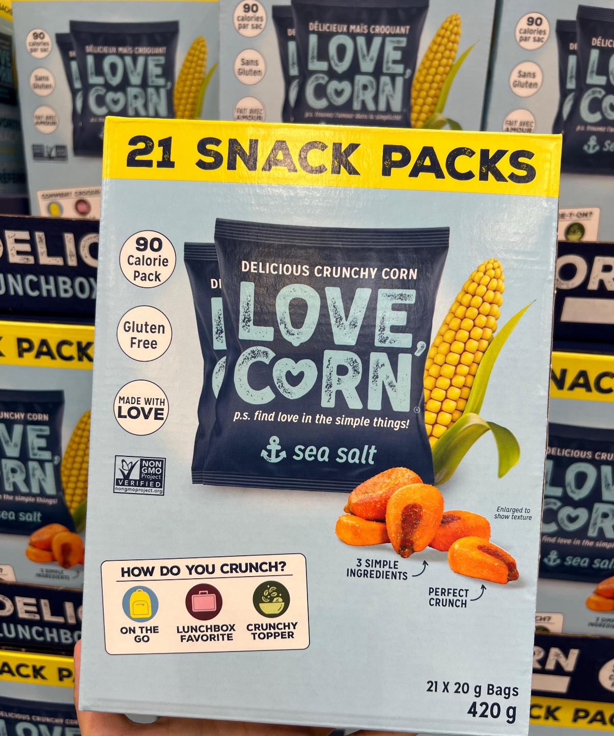 加拿大Costco Love Corn 海鹽香脆粟米粒 LOVE CORN Sea Salt 21 包裝