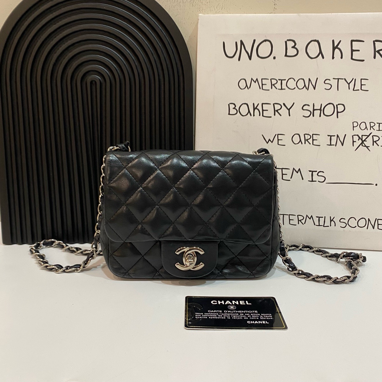 【預訂貨品】Chanel 黑銀羊皮方胖子