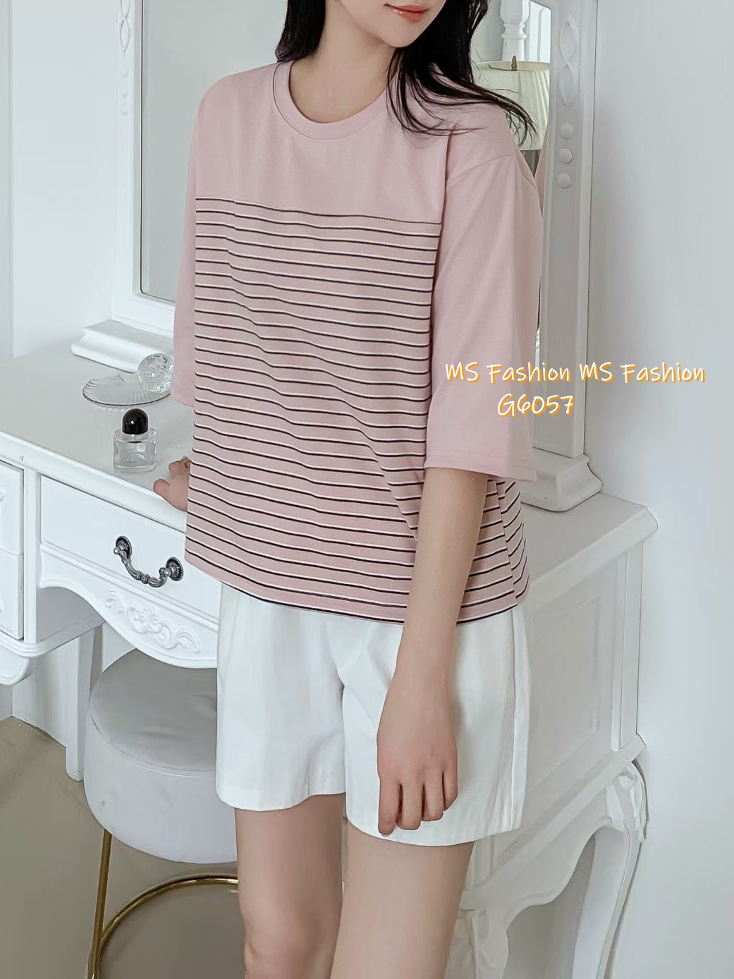 G6057 韓國🇰🇷橫間中袖top