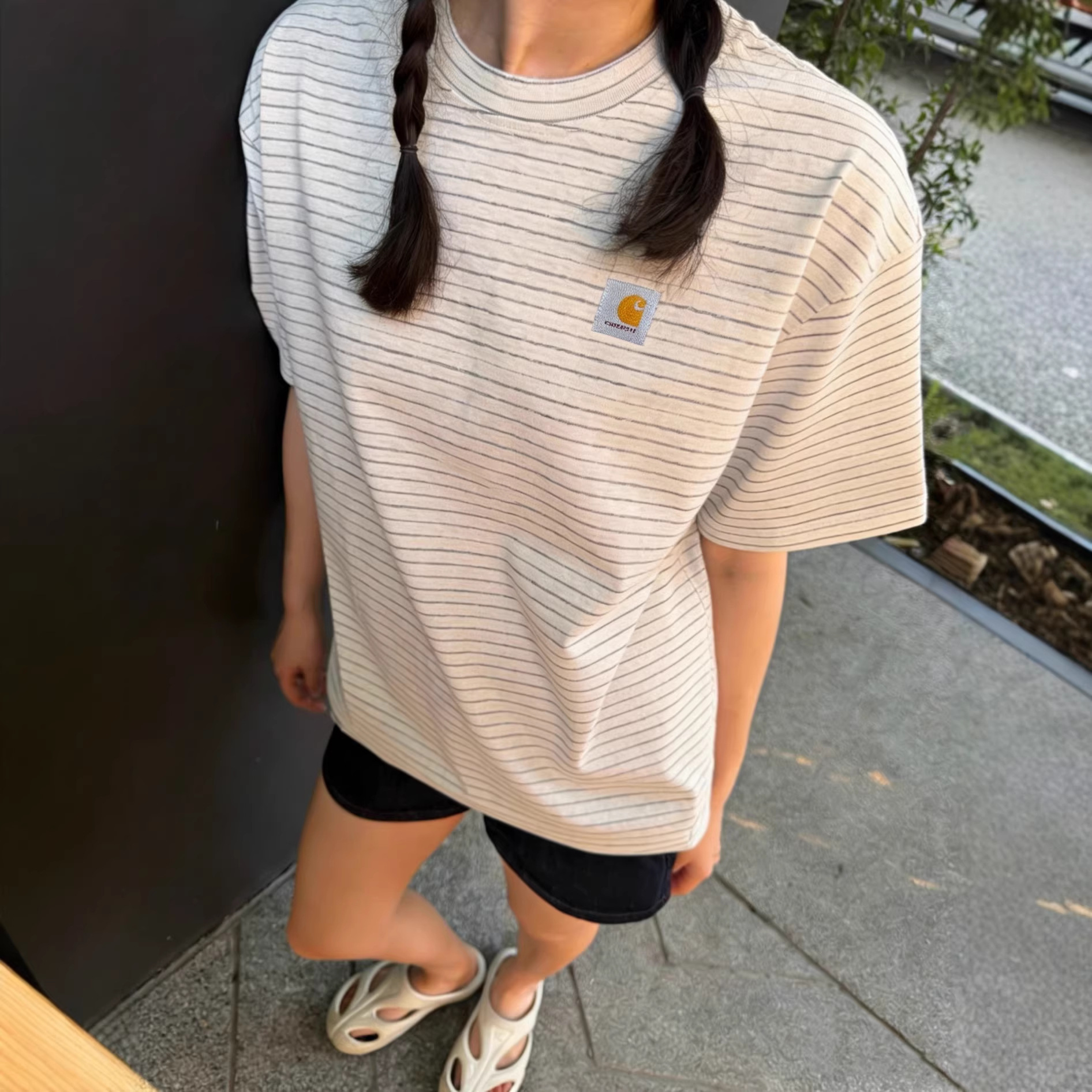 預訂 Car hartt 竹節棉條紋短袖Tee