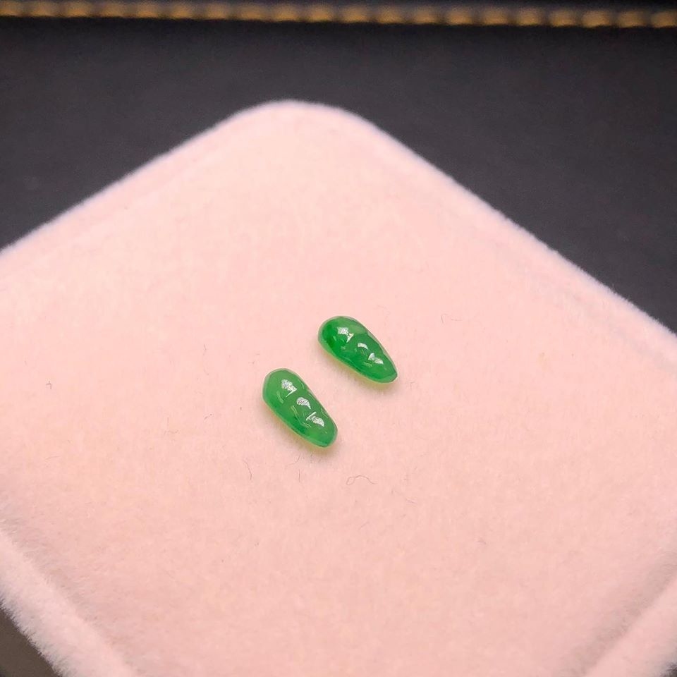 冰種滿綠翡翠福豆一對 - 1