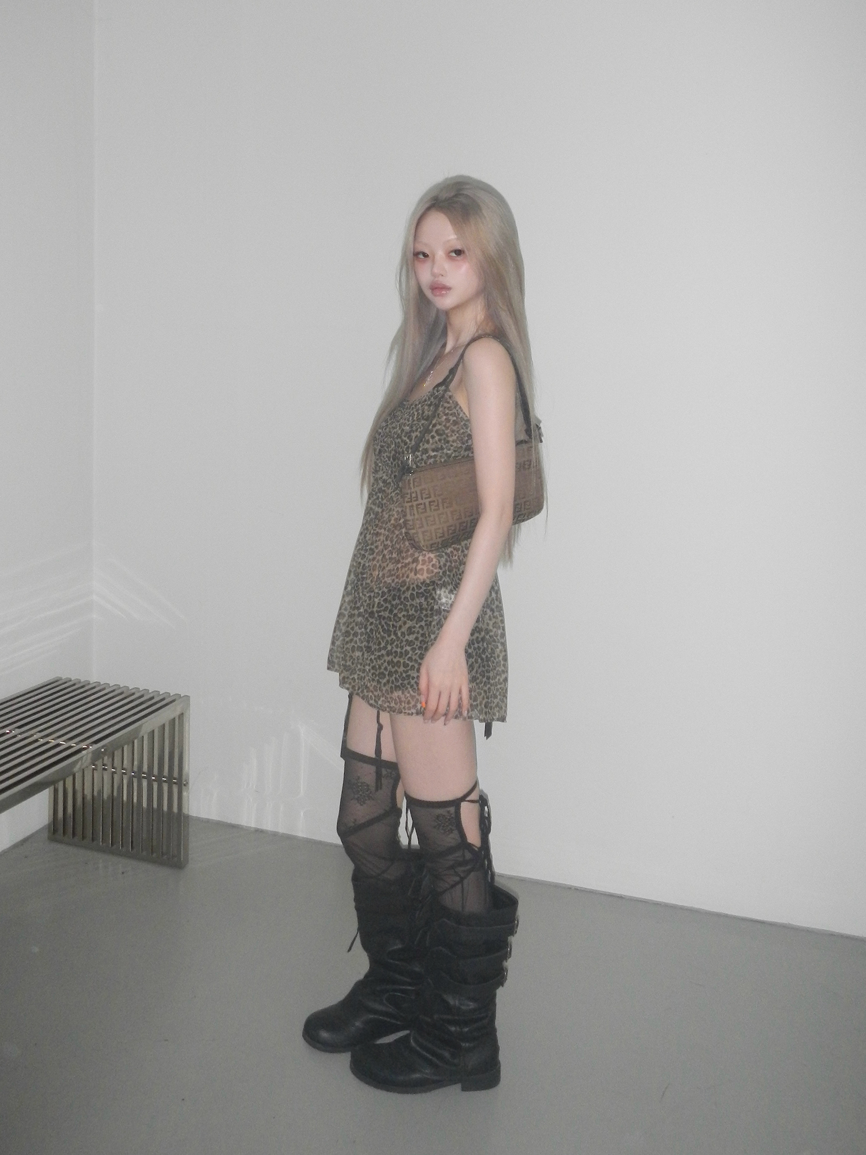 Leopard Mesh Cami Dress