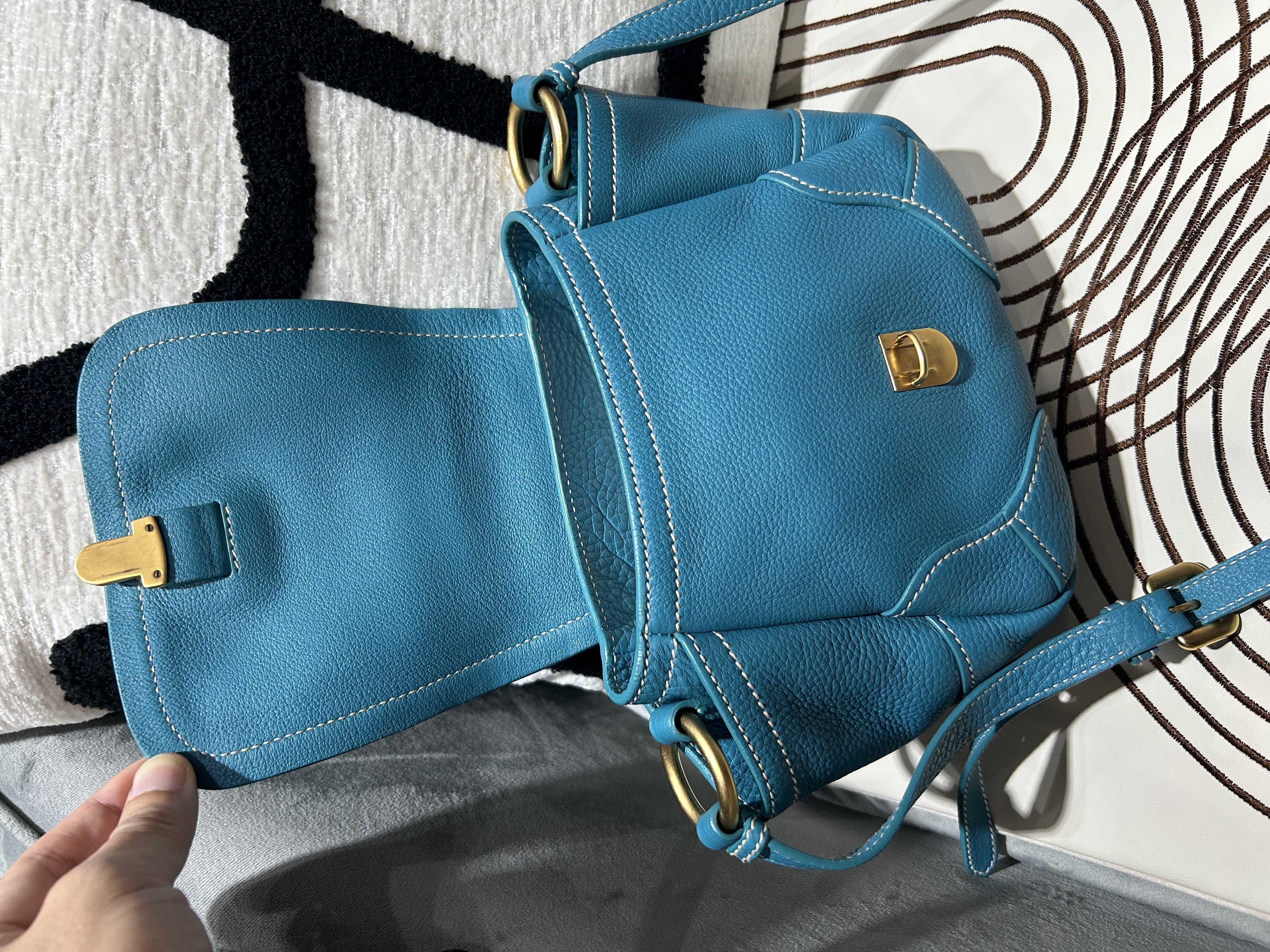 Prada Turquoise Calfskin Vitello Daino Mini Crossbody Bag 牛皮 斜揹袋 100%Authentic, 98%new  ✅dust bag 