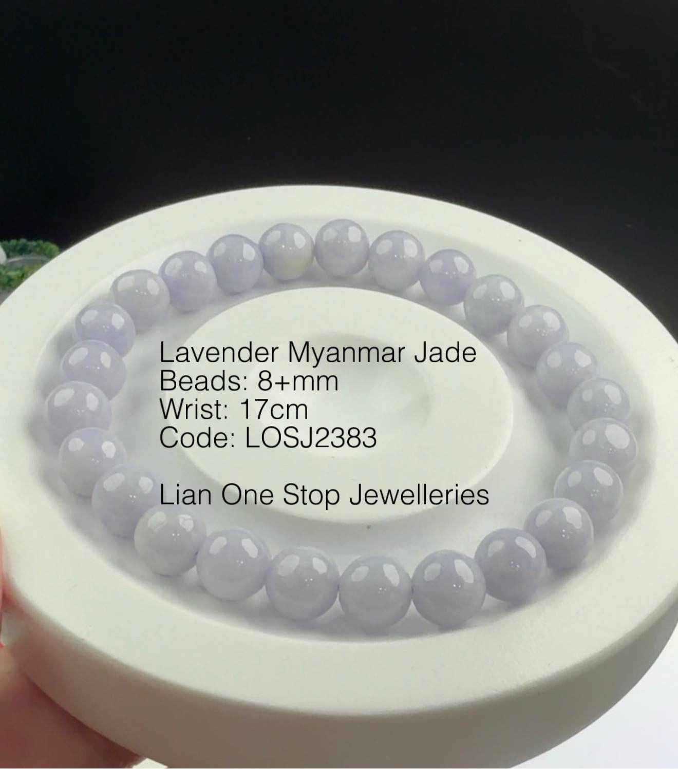 Code: LOSJ2383 Lavender Myanmar Jade 8+mm