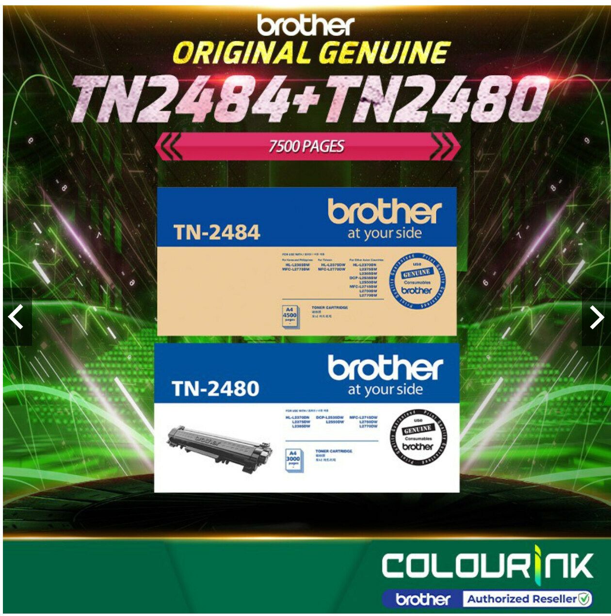 Brother TN2484 + TN2480 Original Genuine Toner HL-L2370DN HL-L2385DW DCP-L2550DW MFC-L2715DW MFC-L2770DW TN2484 TN2480 TN2460 L2370DN L2385DW L2550DW L2715DW L2770DW