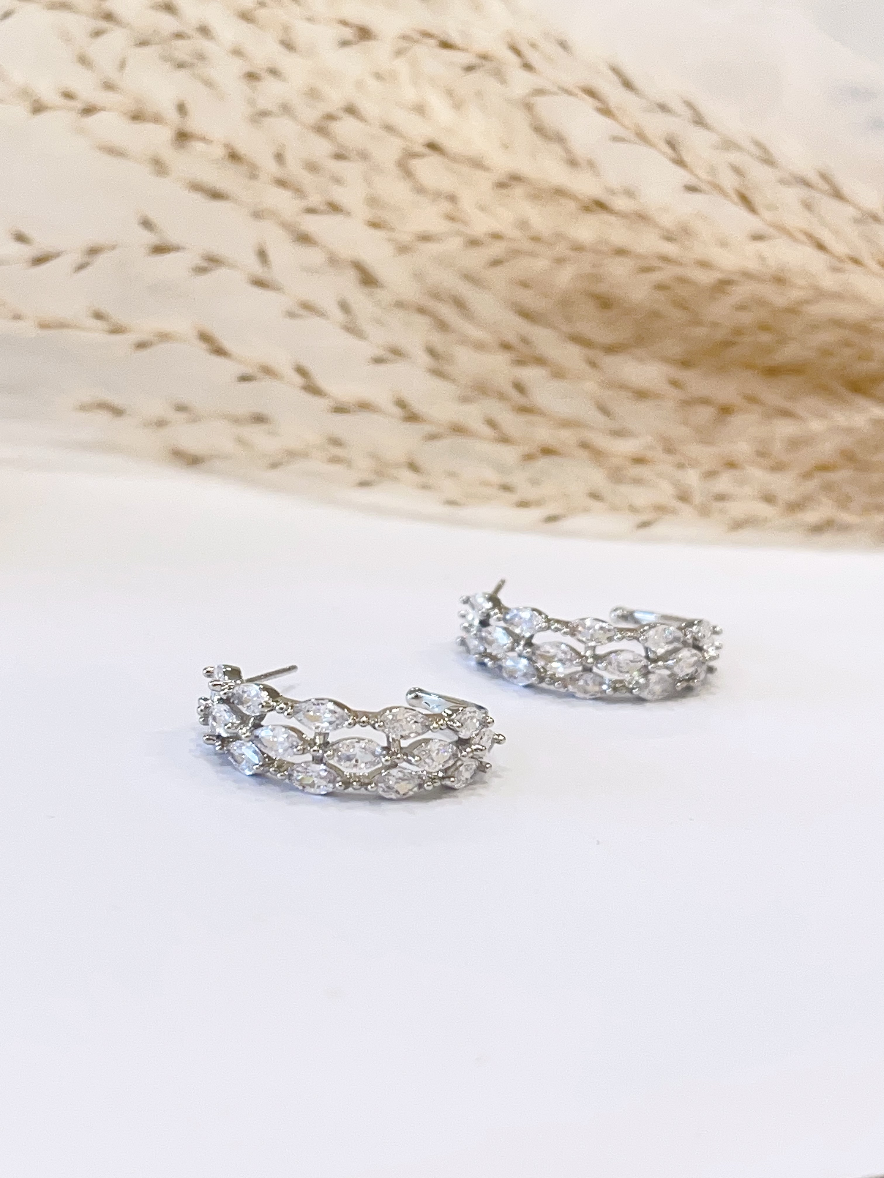 钻石麦穗圆形百搭耳环