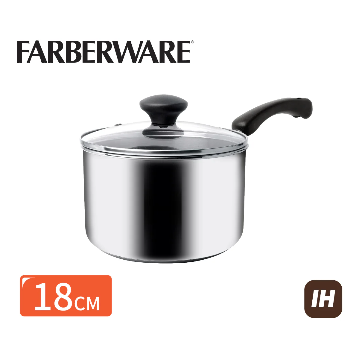 美亞18cm玻璃蓋單柄煲2.8L 22019 (Y)