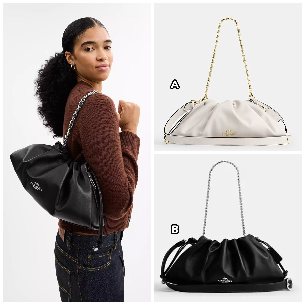 𝐂𝐎𝐀𝐂𝐇 𝐅𝐚𝐲𝐞 Large Shoulder Bag 抽繩雲朵兩用手袋 L Size