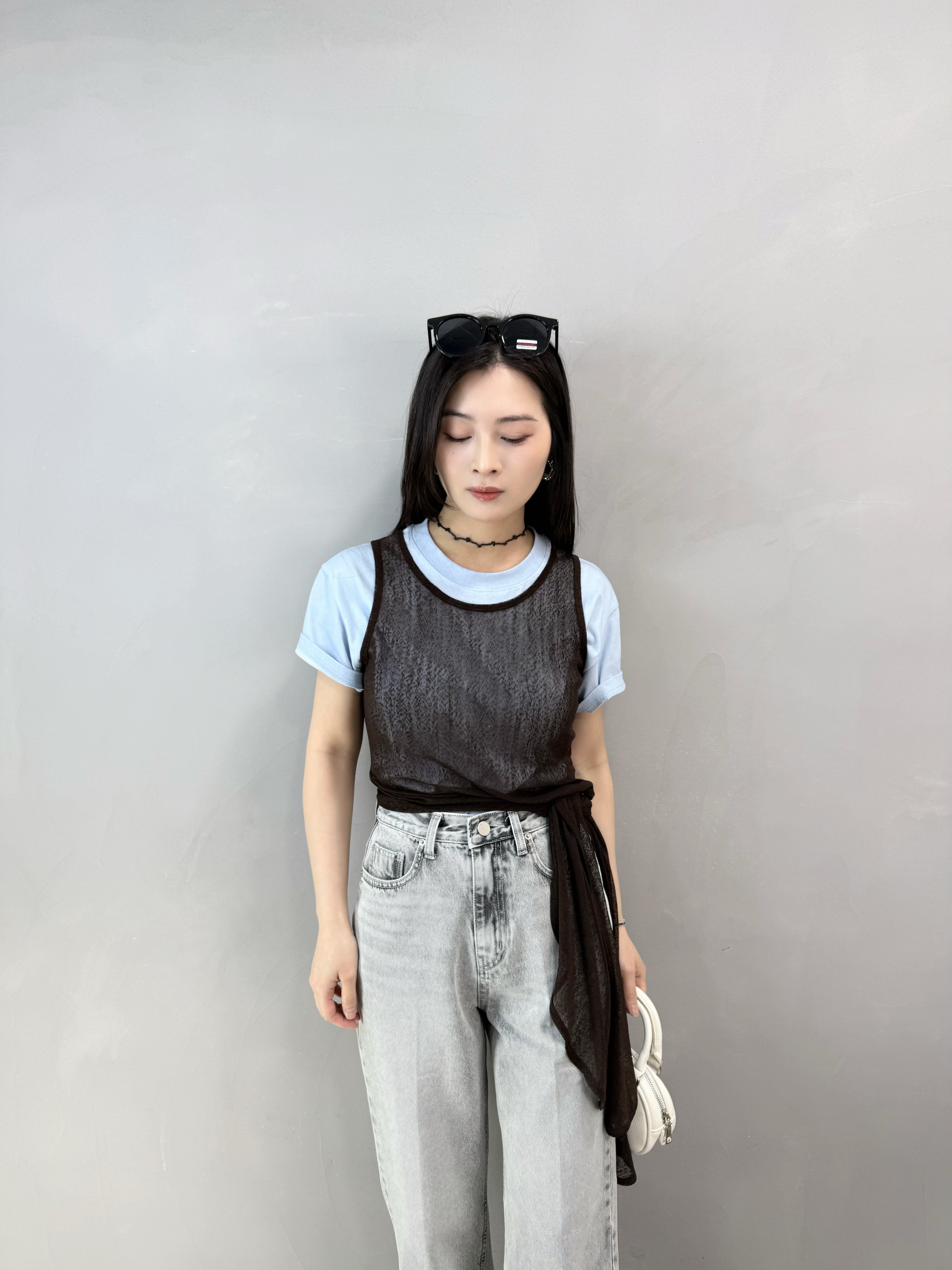 I78 斜Cut開叉網背心