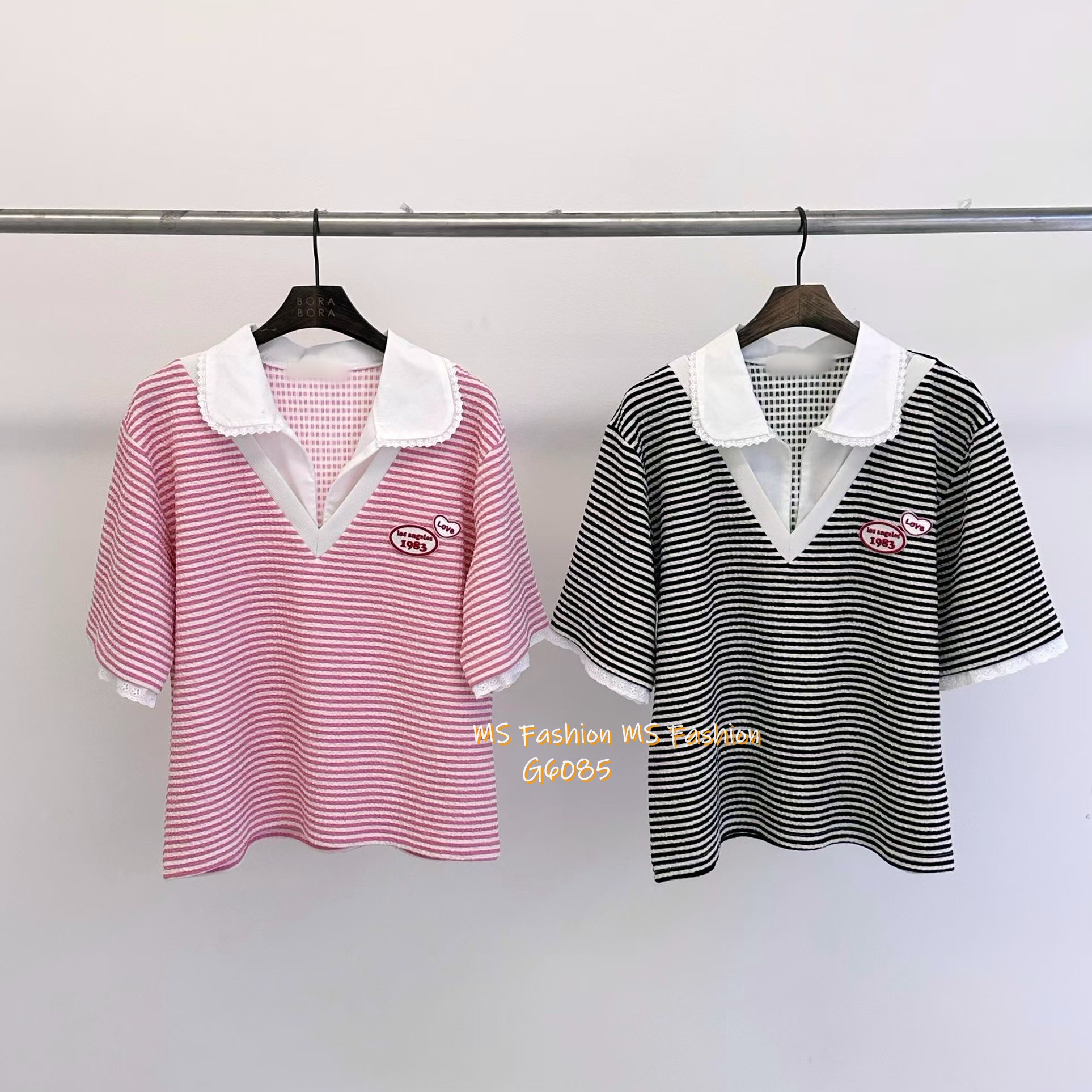 G6085 韓國🇰🇷假兩件橫間top