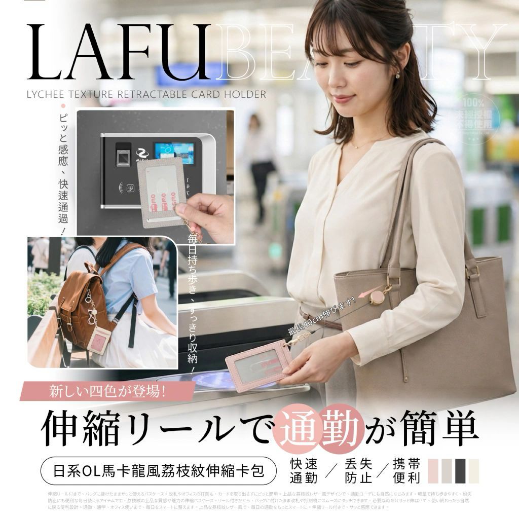【預訂】日系OL荔枝紋伸縮卡包