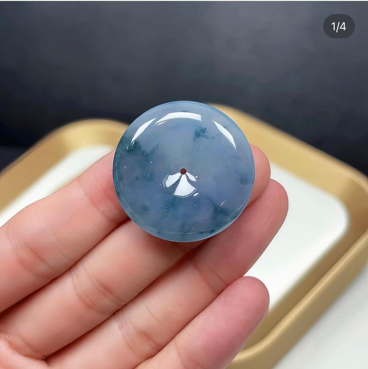 冰紫飄綠花翡翠平安扣（附送香港鑒定證書）