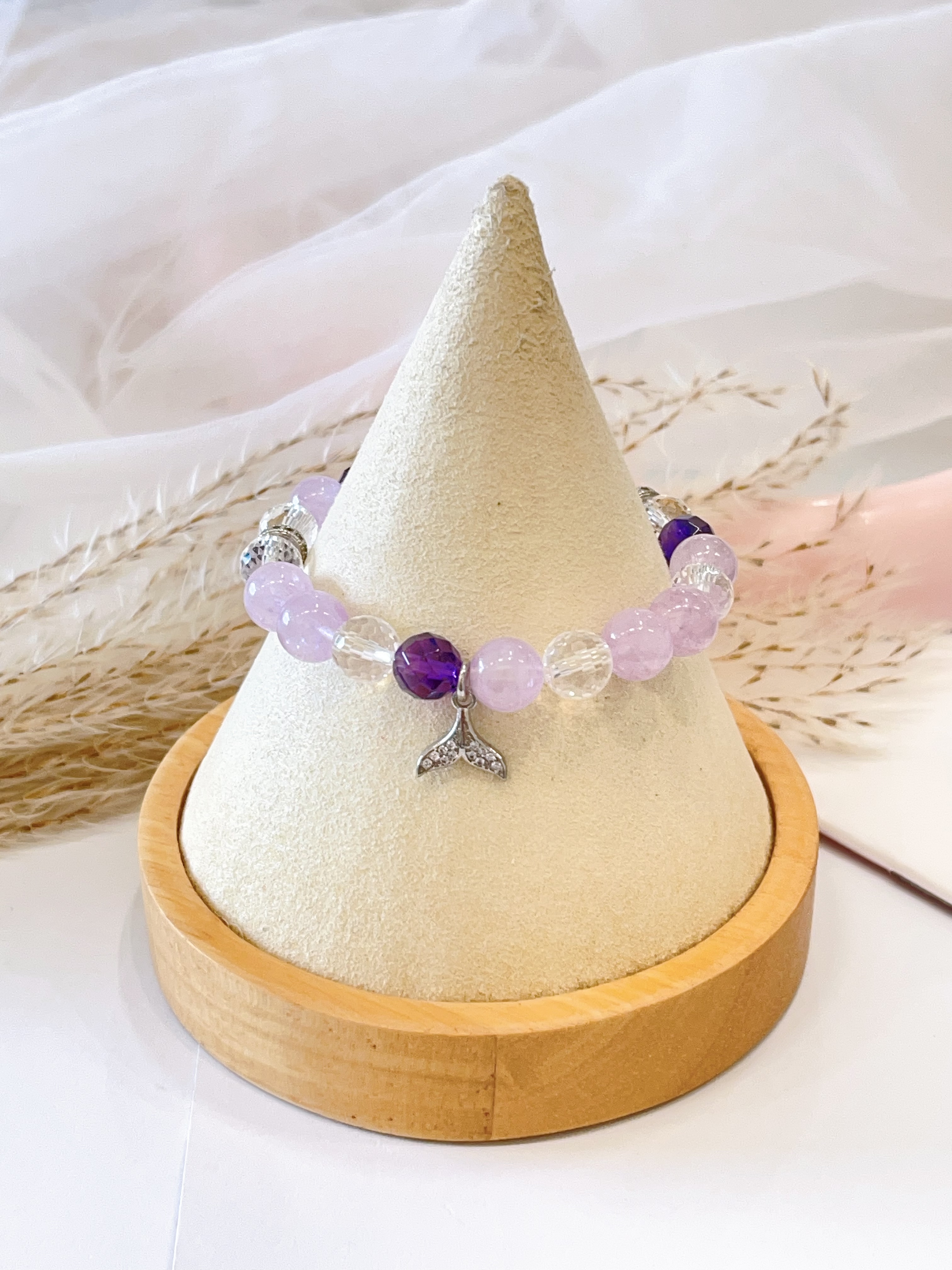 💜 薰衣草紫水晶 × 紫水晶 × 切割白水晶手串 Lavender Amethyst, Amethyst & Faceted Clear Quartz | 8mm 