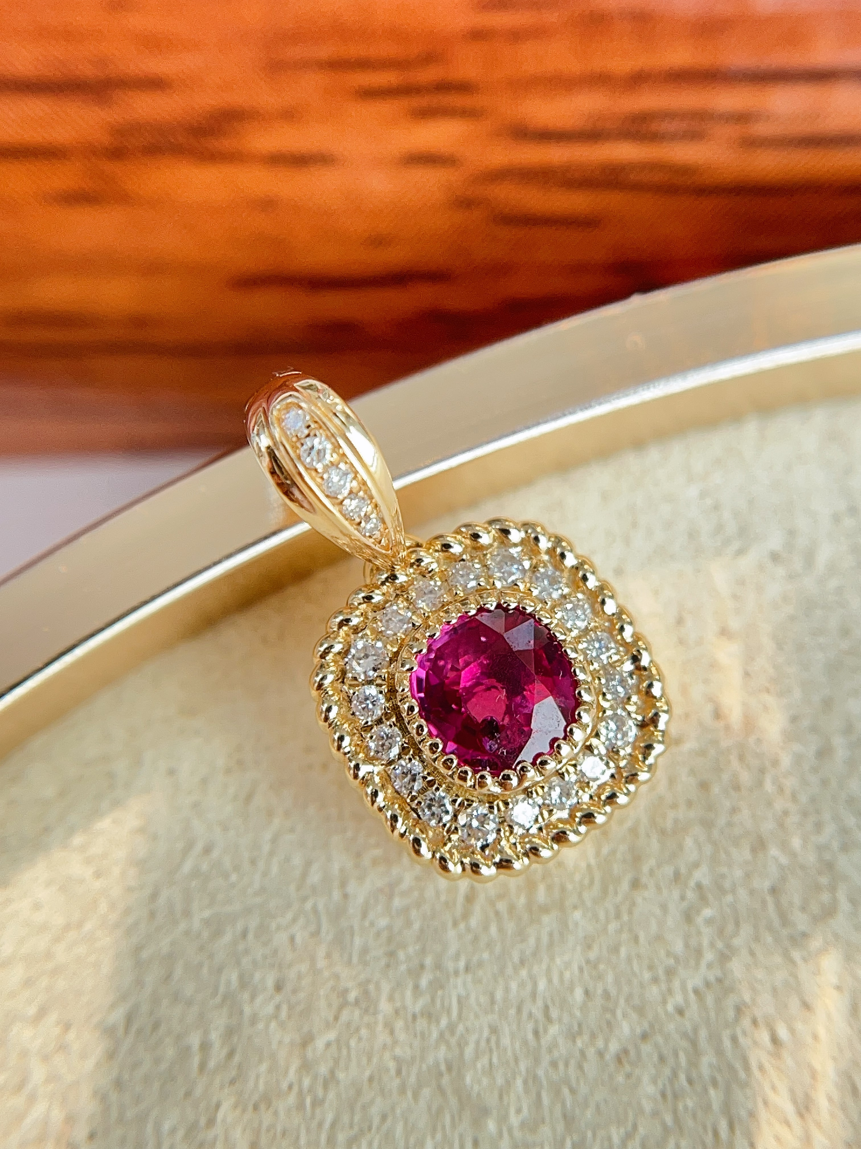 Ruby Diamond Halo Pendant N031237