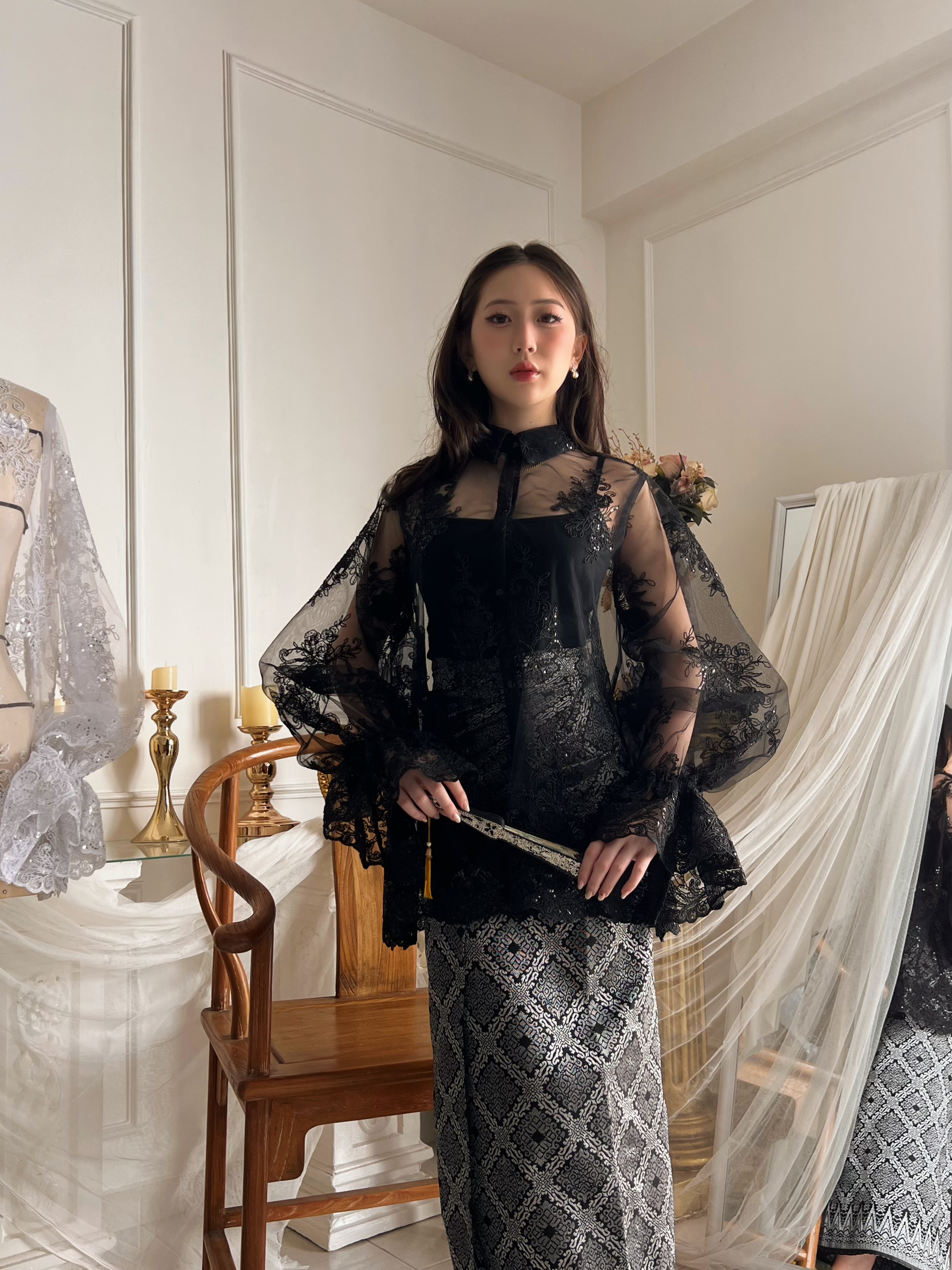 Angel Lace Blouse in Black