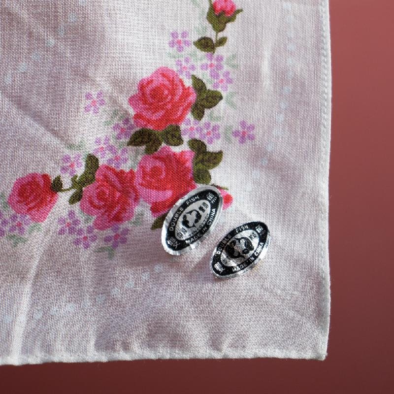 Vintage Double Fish Made in China 雙魚牌 Floral Pattern Handkerchief Set of 2(EV387)