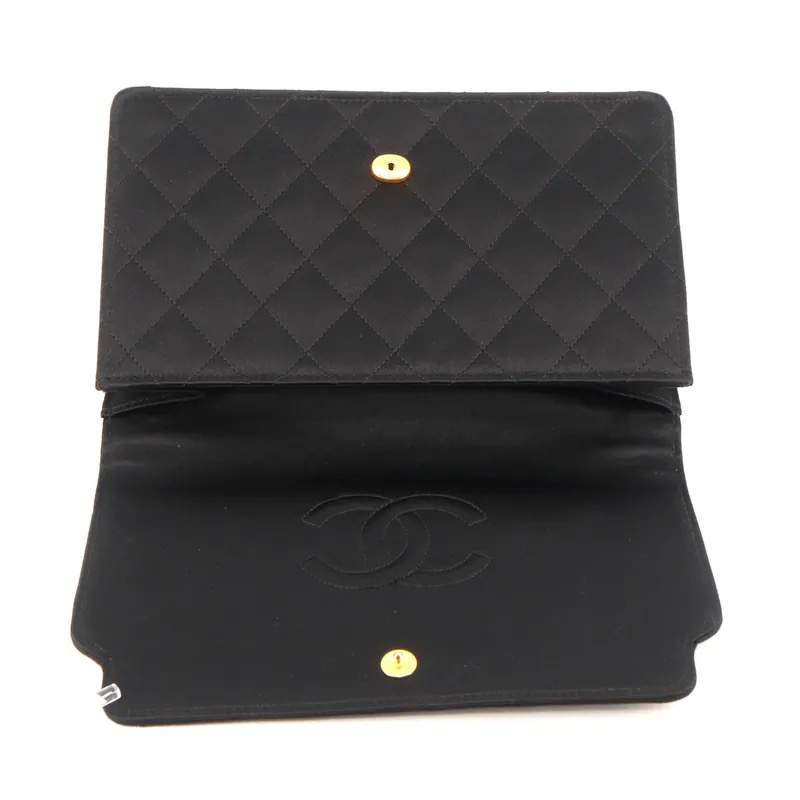 Chanel Vintage Quilted Satin Evening Flap Clutch
