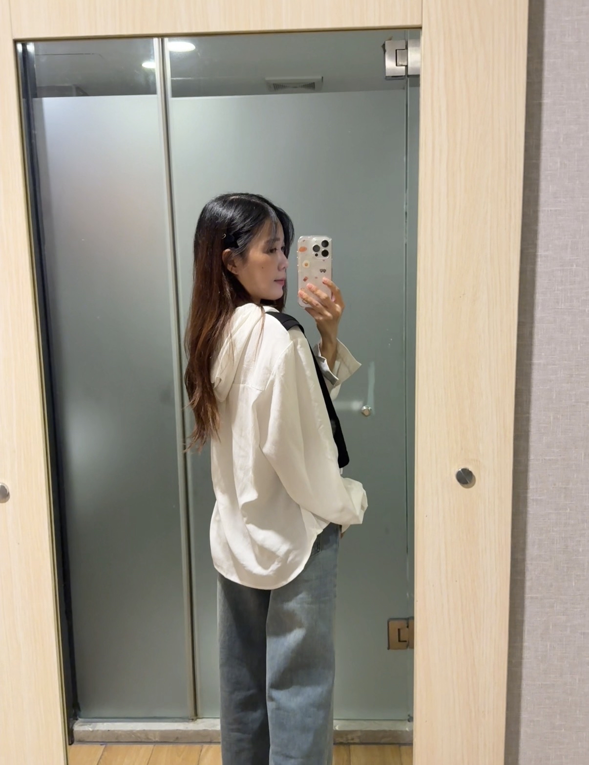 韩版假两件针织连帽长袖衬衫R3008