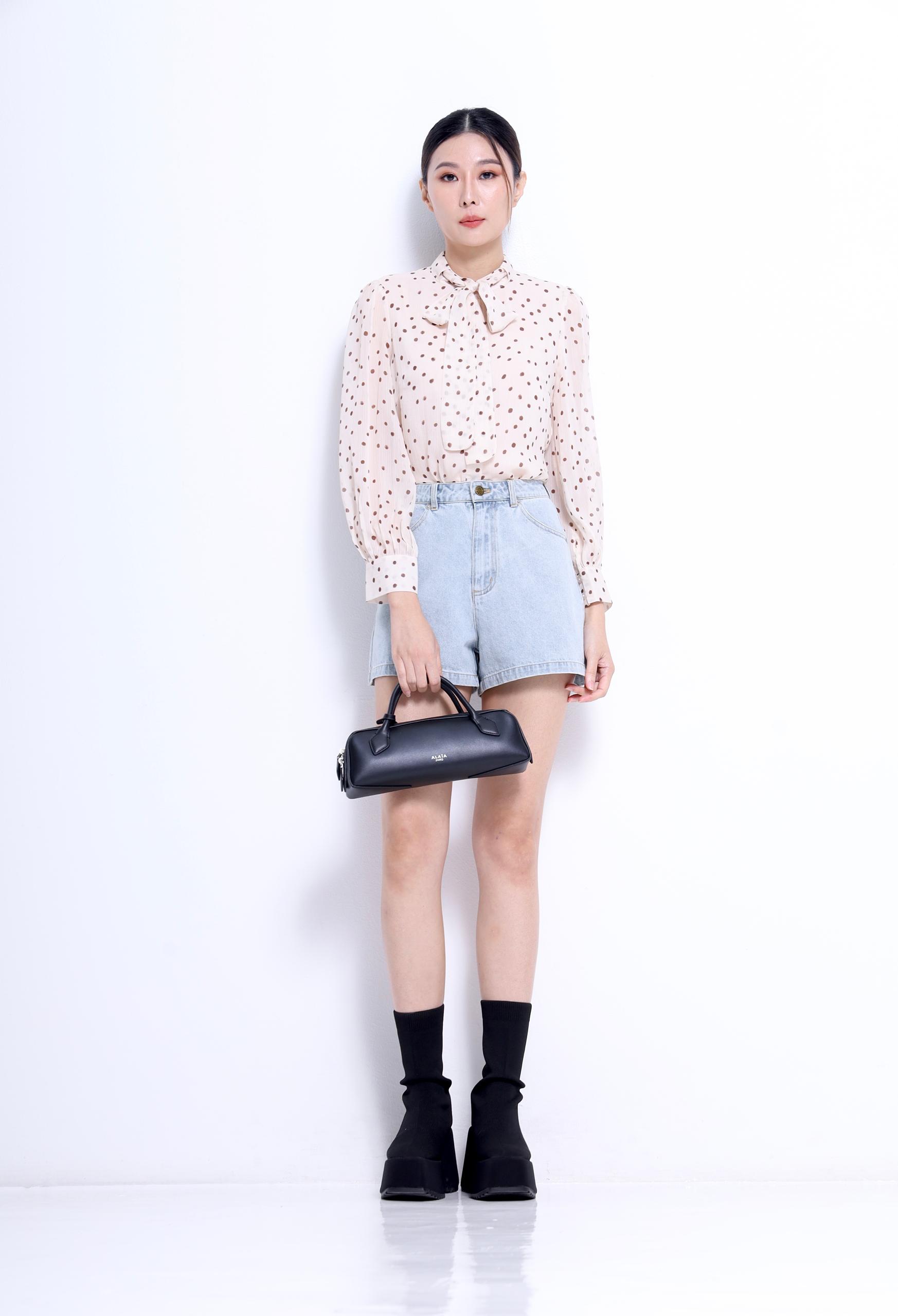 CB2688 Poise Dot Bow Blouse