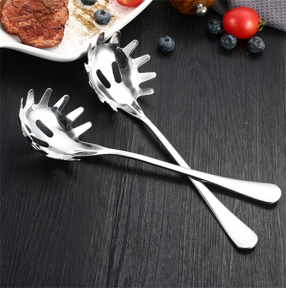 不鏽鋼撈麵勺 意麵爪勺 粉麵叉 漏勺 冰塊鏟 粉麵鏟 扒麵鏟勺  [平行進口] HK2732