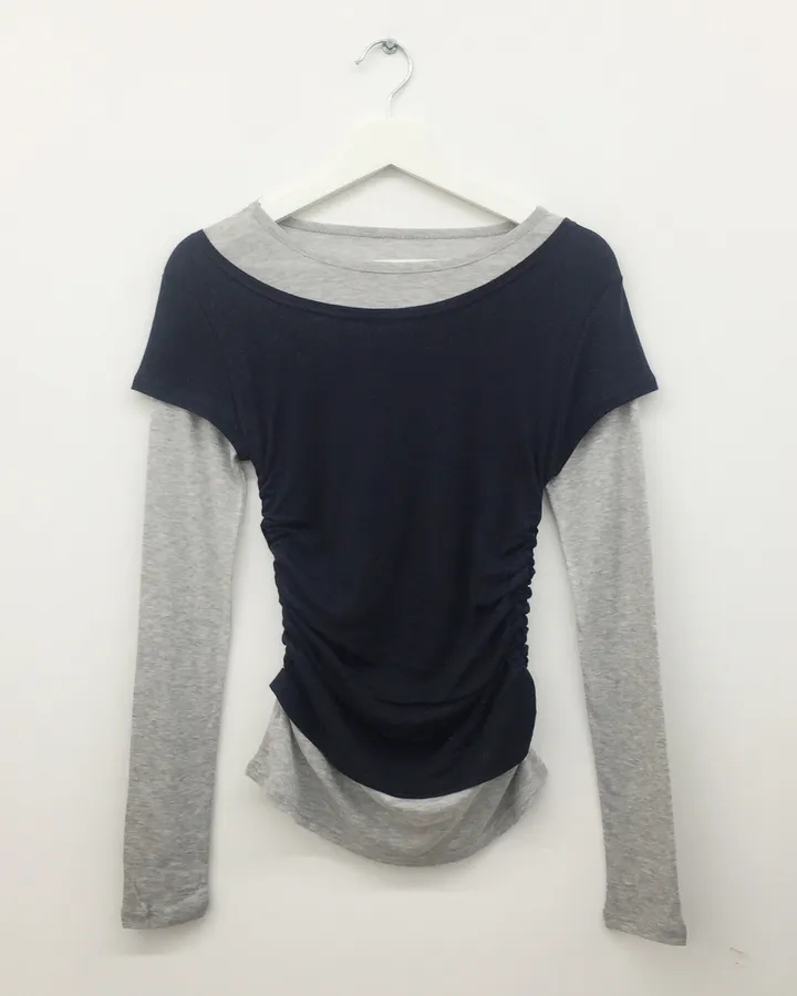 Layered Ruched Long Sleeve Top