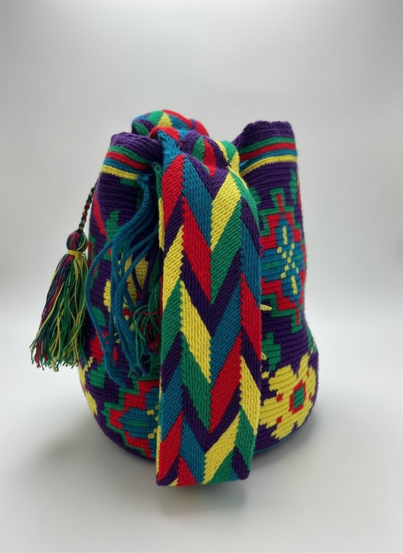 【背得起嘅藝術品】哥倫比亞正宗 Wayuu Mochila 手工民族編織袋  [預計 : 6月中至尾發貨] (PO-WY-PURRED-G04)