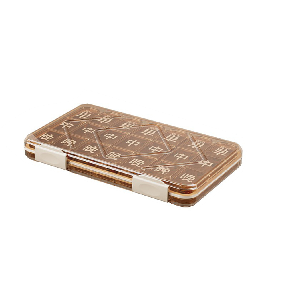 七天老年人大字藥盒 便攜藥盒 分格藥盒 分藥器 便攜收納 白色 [平行進口] HK2723