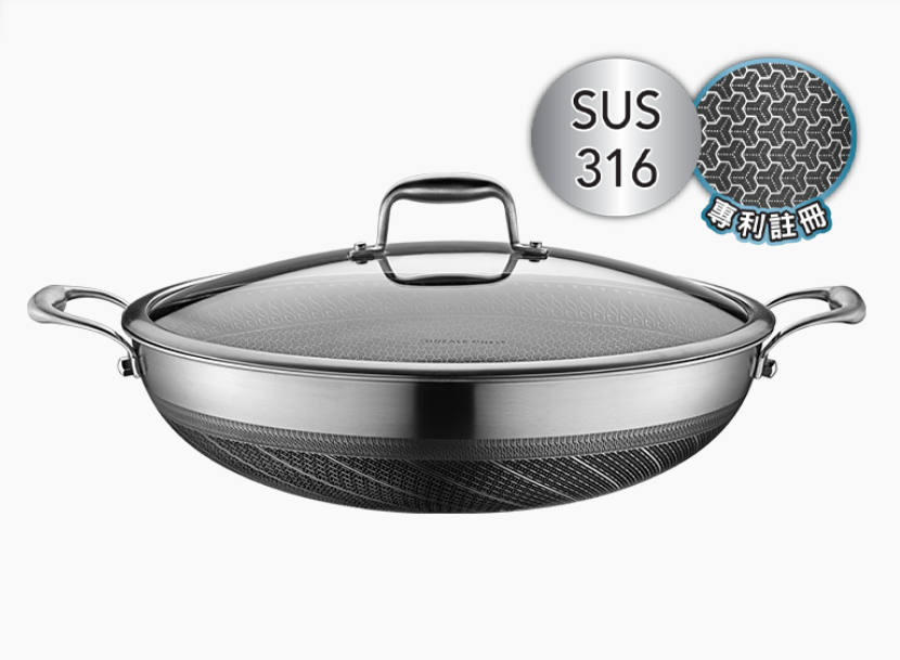 IC90136A/36CM雙耳網面平底鑊連蓋(316不鏽鋼)