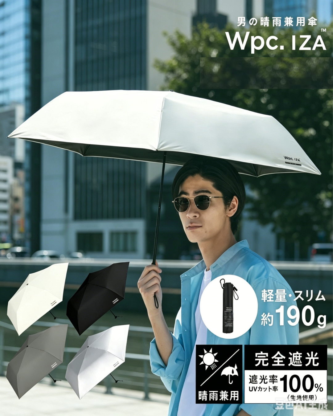 日本代購【 日本直送  Wpc. IZA 輕量纖巧 100%遮光降溫 晴雨兩用 縮骨傘 | 縮骨遮 |  Light & Slim 100% Shading Umbrella 】﻿