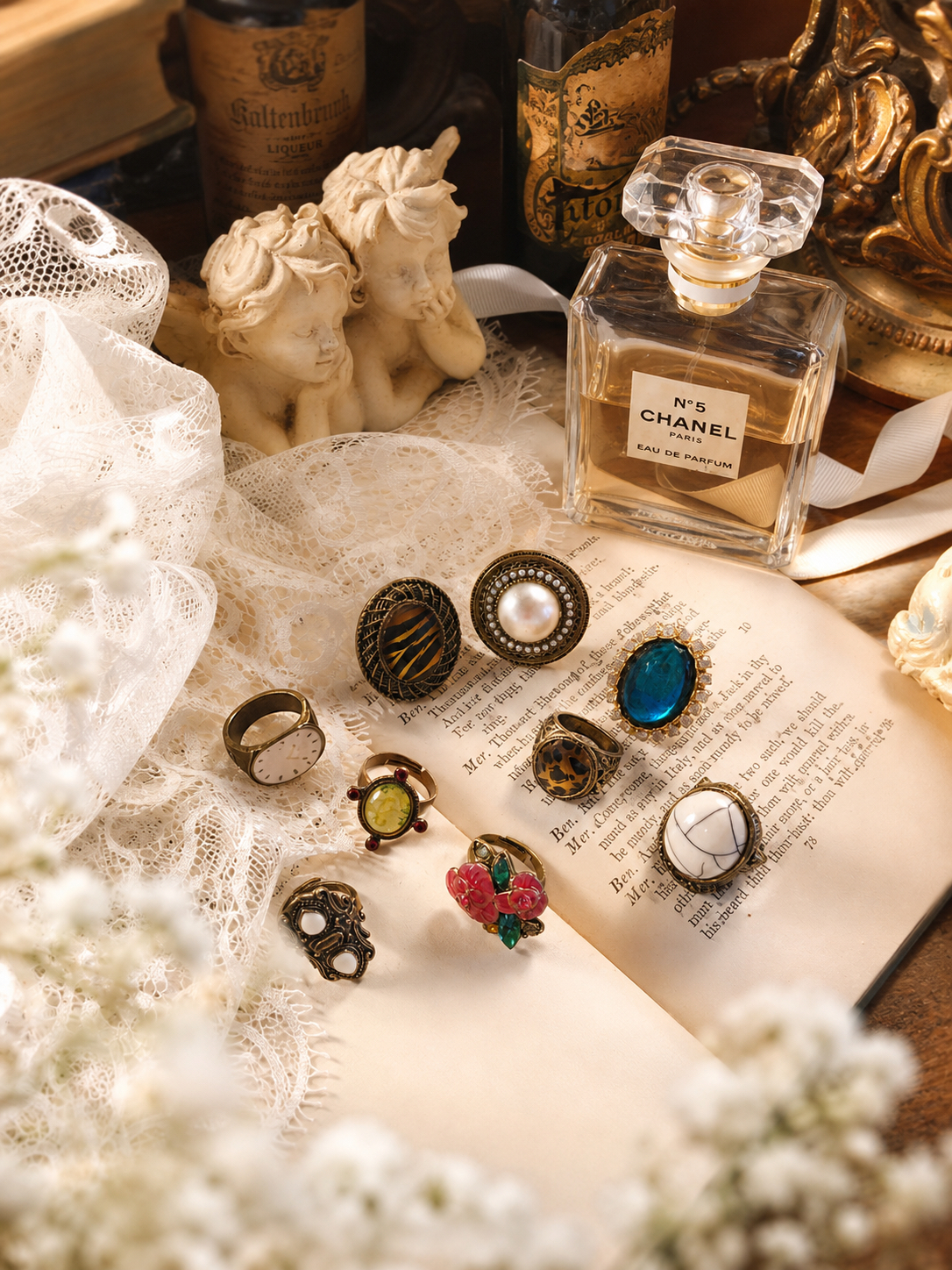 珍奇閣的微型詩篇 ∙ 西洋古董寶石與浮雕造型戒指系列 The Curio Cabinet’s Miniature Psalms ∙ Vintage Gemstone & Motif Statement Ring Collection