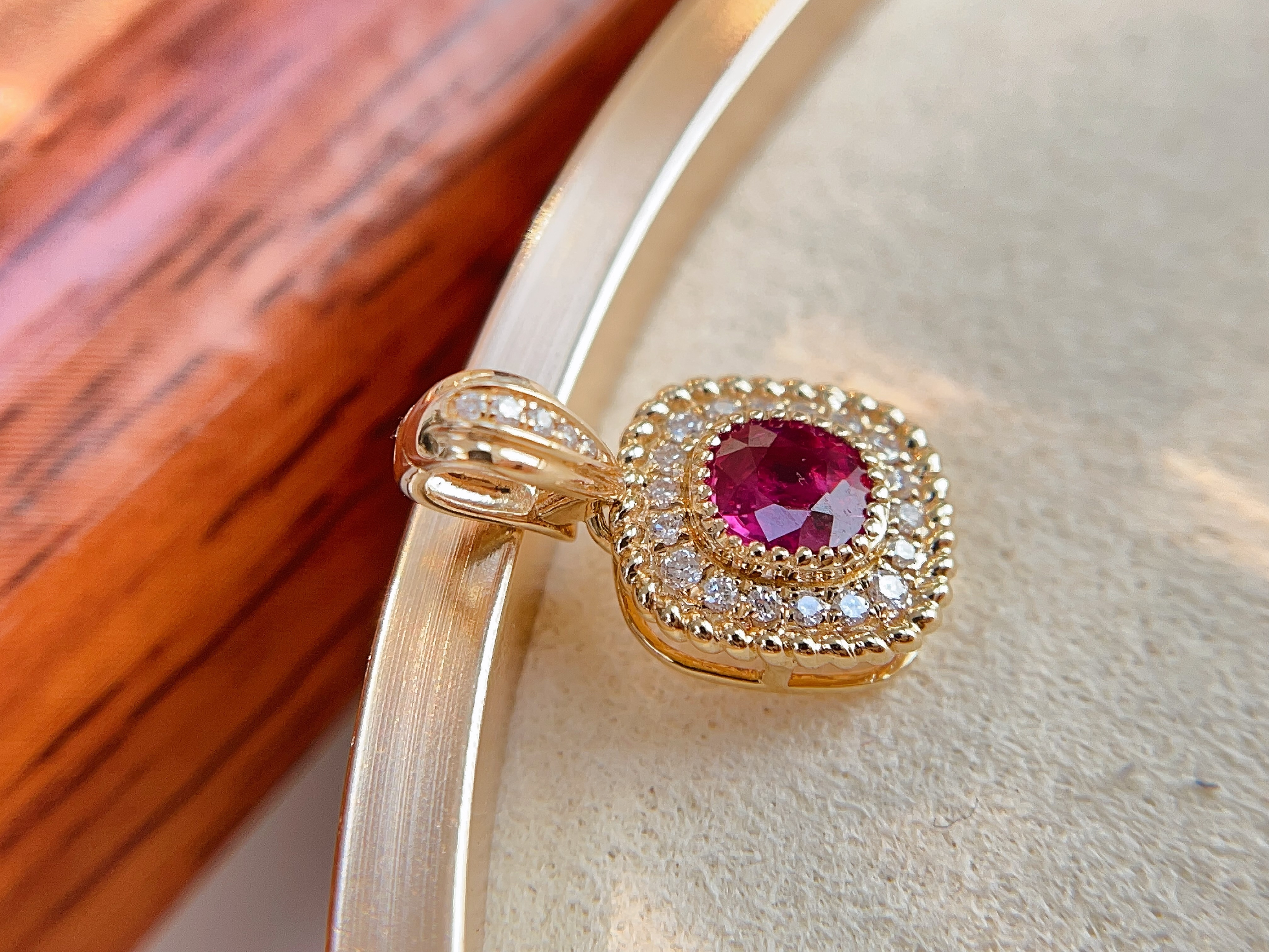 Ruby Diamond Halo Pendant N031237