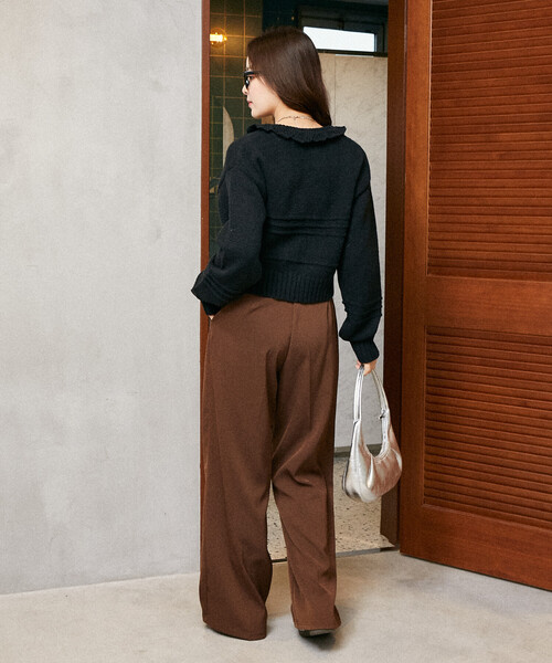 荷葉邊針織短外套